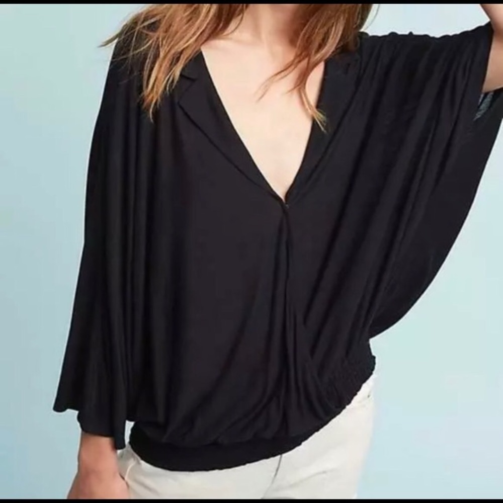 Anthropologie batwing black top